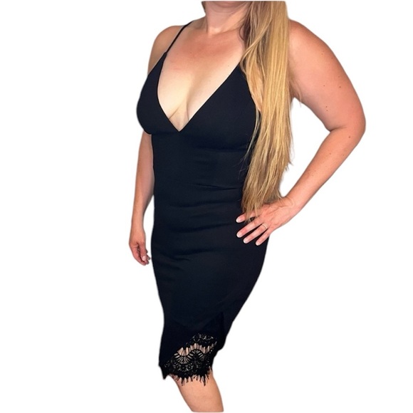 ASTR The Label Black Peeking Lace Cocktail Racerback Lace Dress with Back Zipper - Picture 3 of 13